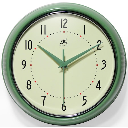 Retro Round Green - 9.5 Retro Metal Wall Clock